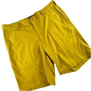 Peter Millar Crown Sport Shorts Salem Mens 38 Yellow Performance Stretch Golf 9"